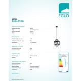 EGLO 49761 | Embleton Eglo függeszték lámpa 1x E27 fekete