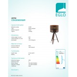 EGLO 49792 | Coldingham Eglo asztali lámpa 67cm vezeték kapcsoló 1x E27 rozsdabarna