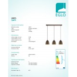 EGLO 49871 | Safi Eglo függeszték lámpa 3x E27 barna, arany