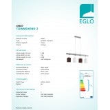 EGLO 49927 | Townshend-2 Eglo függeszték lámpa 4x E27 antikolt fehér, fehér, barna