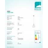EGLO 49935 | Carlton Eglo függeszték lámpa 1x E27 ezüst, fekete