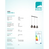 EGLO 49991 | Carlton-1 Eglo függeszték lámpa 3x E27 fekete, vörösréz