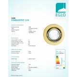 EGLO 5498 | EinbauSpoT12V Eglo beépíthető lámpa 3 darabos szett, billenthető Ø85mm 3x GY6.35 sárgaréz