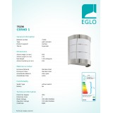 EGLO 75236 | Cerno1 Eglo fali lámpa 1x E27 320lm 3000K IP44