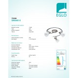 EGLO 75299 | Dakar6 Eglo mennyezeti lámpa 3x E14 960lm 3000K króm, fehér, matt nikkel