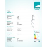 EGLO 75304 | Dakar6 Eglo mennyezeti lámpa elforgatható alkatrészek 4x E14 1280lm 3000K króm, fehér, szatén