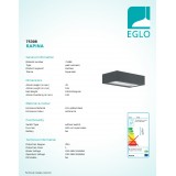 EGLO 75308 | Rapina Eglo fali lámpa 1x LED 500lm 3000K IP44 antracit