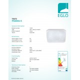 EGLO 75472 | Frania-S Eglo fali, mennyezeti lámpa négyzet 1x LED 720lm 3000K fehér, kristály hatás