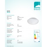 EGLO 81636 | Ella Eglo fali, mennyezeti lámpa kerek 1x E27 fehér, matt opál