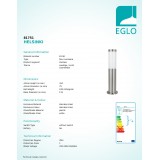 EGLO 81751 | Helsinki Eglo álló lámpa 45cm 1x E27 IP44 nemesacél, rozsdamentes acél, fehér