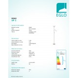 EGLO 82842 | UP2 Eglo álló lámpa 176,5cm vezeték kapcsoló flexibilis 1x E27 + 1x E14 matt nikkel, fehér