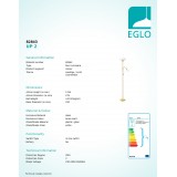 EGLO 82843 | UP2 Eglo álló lámpa 176,5cm vezeték kapcsoló flexibilis 1x E27 + 1x E14 sárgaréz, fehér