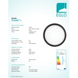 EGLO 83159 | Planet1 Eglo fali, mennyezeti lámpa kerek 1x E27 fekete, szatén, átlátszó