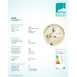 EGLO 83199 | Planet3 Eglo fali, mennyezeti lámpa 1x E27 sárgaréz, szatén, színes