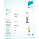 EGLO 83279 | Helsinki Eglo álló lámpa 45cm mozgásérzékelő 1x E27 IP44 nemesacél, rozsdamentes acél, fehér