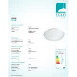 EGLO 83404 | Ella Eglo fali, mennyezeti lámpa kerek 2x E27 fehér, matt opál
