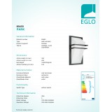 EGLO 83433 | Park Eglo fali lámpa 1x E27 IP44 antracit, szatén