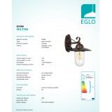 EGLO 83589 | Milton Eglo falikar lámpa 1x E27 IP44 antikolt barna, áttetsző