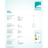 EGLO 85262 | Rondo Eglo függeszték lámpa gömb 1x E27 matt nikkel, matt opál
