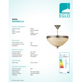 EGLO 85856 | Marbella Eglo mennyezeti lámpa 3x E14 bronz, pezsgő, alabástrom
