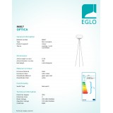 EGLO 86817 | Optica Eglo álló lámpa 157cm taposókapcsoló 2x E27 matt nikkel, matt opál