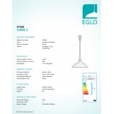 EGLO 87008 | Lord2 Eglo függeszték lámpa állítható magasság 1x E27 matt nikkel, alabástrom