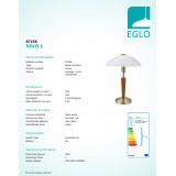 EGLO 87256 | Solo1 Eglo asztali lámpa 35cm fényerőszabályzós érintőkapcsoló szabályozható fényerő 1x E14 bronz, dió, fehér