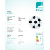 EGLO 87284 | Junior1 Eglo mennyezeti lámpa 1x E27 fekete, fehér