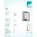 EGLO 88144 | City Eglo fali lámpa mozgásérzékelő 1x E27 IP44 nemesacél, rozsdamentes acél, fehér