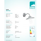 EGLO 88489 | Milton Eglo falikar lámpa 1x E27 IP44 cinkezett, áttetsző