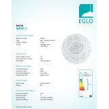 EGLO 89238 | Mars Eglo fali, mennyezeti lámpa kerek 1x E27 szatén, fehér