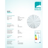 EGLO 89239 | Mars Eglo fali, mennyezeti lámpa kerek 1x E27 szatén, fehér