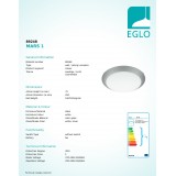 EGLO 89248 | Mars Eglo fali, mennyezeti lámpa kerek 1x E27 ezüst, fehér