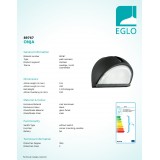EGLO 89767 | Onja Eglo fali lámpa 1x E27 IP44 fekete, áttetsző