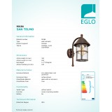 EGLO 90184 | SanTelmo Eglo falikar lámpa 1x E27 IP23 antikolt barna, áttetsző, vízcsepp hatás