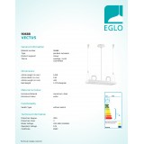 EGLO 90688 | Vectus Eglo függeszték lámpa 2x MR16 / GU5.3 fehér