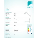 EGLO 90872 | Firmo Eglo satus lámpa kapcsoló elforgatható alkatrészek 1x E27 fényes fehér