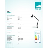 EGLO 90873 | Firmo Eglo satus lámpa kapcsoló elforgatható alkatrészek 1x E27 fényes fekete, fehér