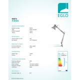 EGLO 90874 | Firmo Eglo satus lámpa kapcsoló elforgatható alkatrészek 1x E27 ezüst, fehér