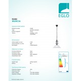 EGLO 91002 | Murcia Eglo függeszték lámpa 1x E27 fekete, alabástrom, fehér