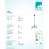 EGLO 91004 | Murcia Eglo függeszték lámpa 2x E27 fekete, alabástrom, fehér