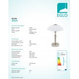 EGLO 91238 | Solo1 Eglo asztali lámpa 32cm fényerőszabályzós érintőkapcsoló szabályozható fényerő 1x E14 matt nikkel, szatén, minta