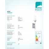 EGLO 91547 | Aggius Eglo fali lámpa kapcsoló 1x LED 400lm 3000K króm, fehér, átlátszó