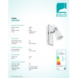 EGLO 92084 | Davida Eglo spot lámpa kapcsoló elforgatható alkatrészek 1x GU10 400lm 3000K króm, fehér