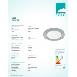 EGLO 92097 | Calvin Eglo mennyezeti lámpa 1x LED 1506lm 3000K IP44 króm, fehér