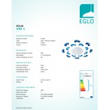 EGLO 92146 | Viki-1 Eglo fali, mennyezeti lámpa 1x E27 kék, fehér