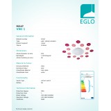 EGLO 92147 | Viki-1 Eglo fali, mennyezeti lámpa 1x E27 rózsaszín, fehér