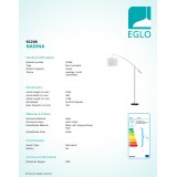 EGLO 92206 | Nadina Eglo álló lámpa 195cm taposókapcsoló 1x E27 matt nikkel, fehér
