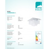 EGLO 92726 | Condrada-1 Eglo mennyezeti lámpa 5x G9 króm, fehér, áttetsző