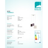 EGLO 92755 | Tombolo Eglo függeszték lámpa 3x E27 krémszín, taupe, barna